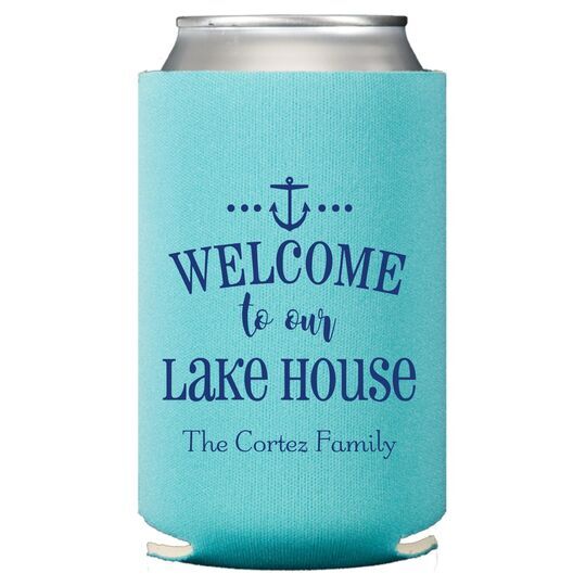 Welcome to Our Lake House Collapsible Koozies